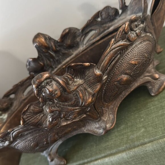 Antique High Quality French Bronze Jardiniere Art Deco Planter Centerpiece - Picture 10 of 12